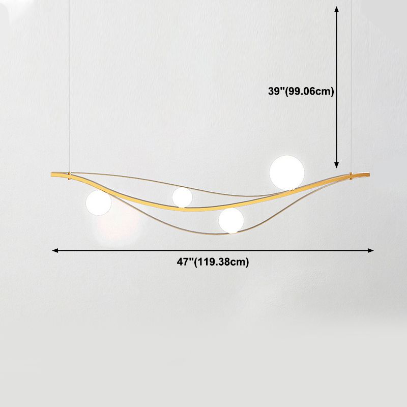Minimalist Leaf Shaped Island Lamp White Glass 4-Bulb Dinner Hanging Light Fixture