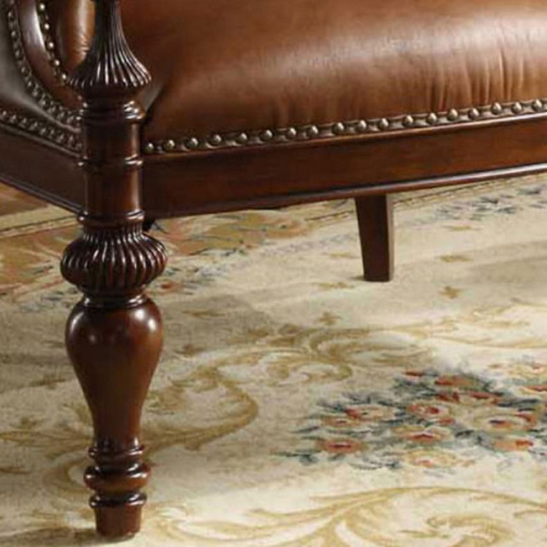 Indoor Solid Wood Frame Dining Chair Leather Upholstered Arm Chair