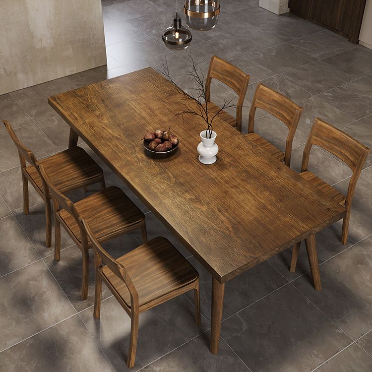 Simplicity Style Dinette Table Solid Wood Rectangle Dining Room Table in Brown