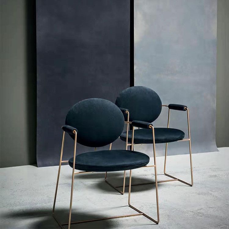 Blue and Gold Contemporary Faux Leather Dining Accent Chair for Home