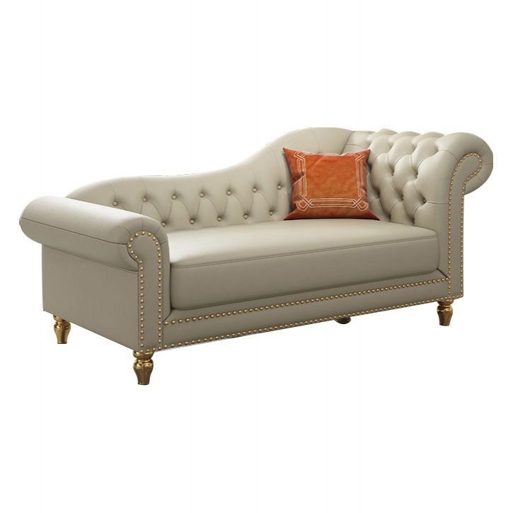 Modern Style Rolled Arms Chaise Living Room Faux Leather Chaise
