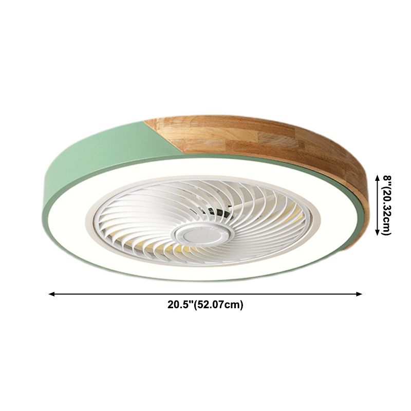Moderne nordische LED -Makkaron -Flush -Mount -Schmiedeeisenkreisendeckenventilatoren mit Acrylschatten