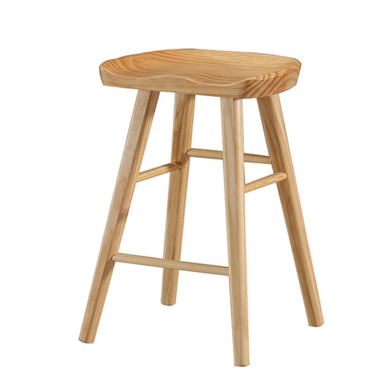 Tabouret de bar en bois moderne, siège profilé, repose-pieds d'intérieur sans dossier, tabouret de comptoir
