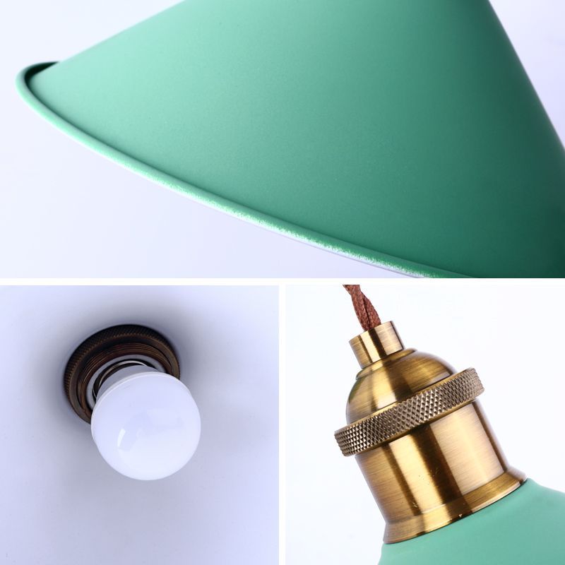 Gray/Pink/Yellow/Green Cone Wall Lighting Modern Metal 1 Head Wall Mount Light with Straight Arm for Hallway, 8.5" W