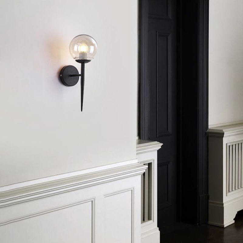 Spherical Bedroom Wall Sconce Lighting Glass Simplicity Style Sconce Light Fixture