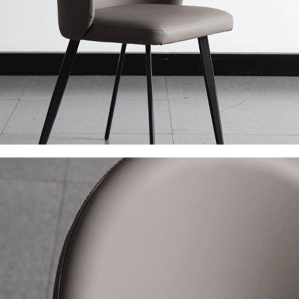 Minimalist Style Faux Leather Side Chair Upholstered Armless Dining Chairs for Home