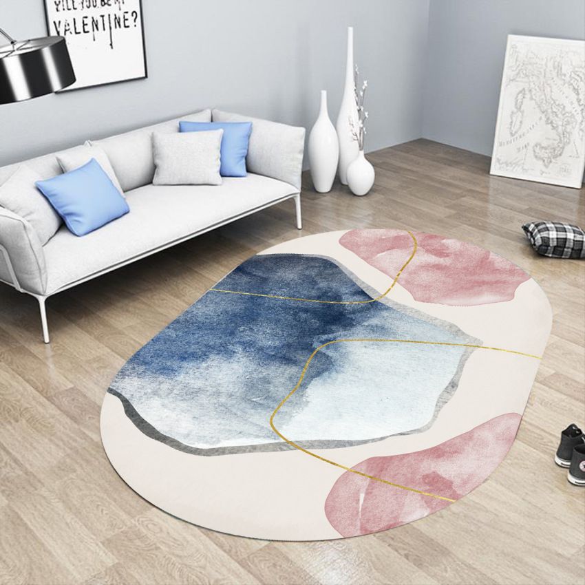 Postmoderner geometrischer abstrakter Teppich, mehrfarbiger Polyester-Teppich, waschbar, rutschfeste Unterseite, haustierfreundlicher Teppich zur Dekoration