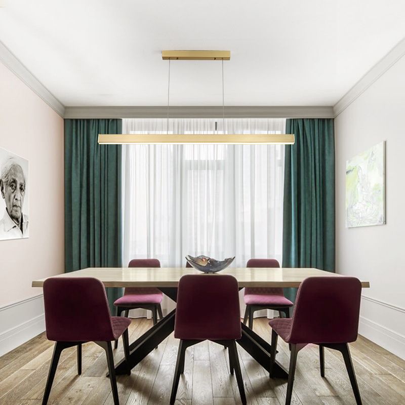 Linear Island Lighting Fixtures Metal Minimalism Pendant Lighting Fixtures for Restaurant