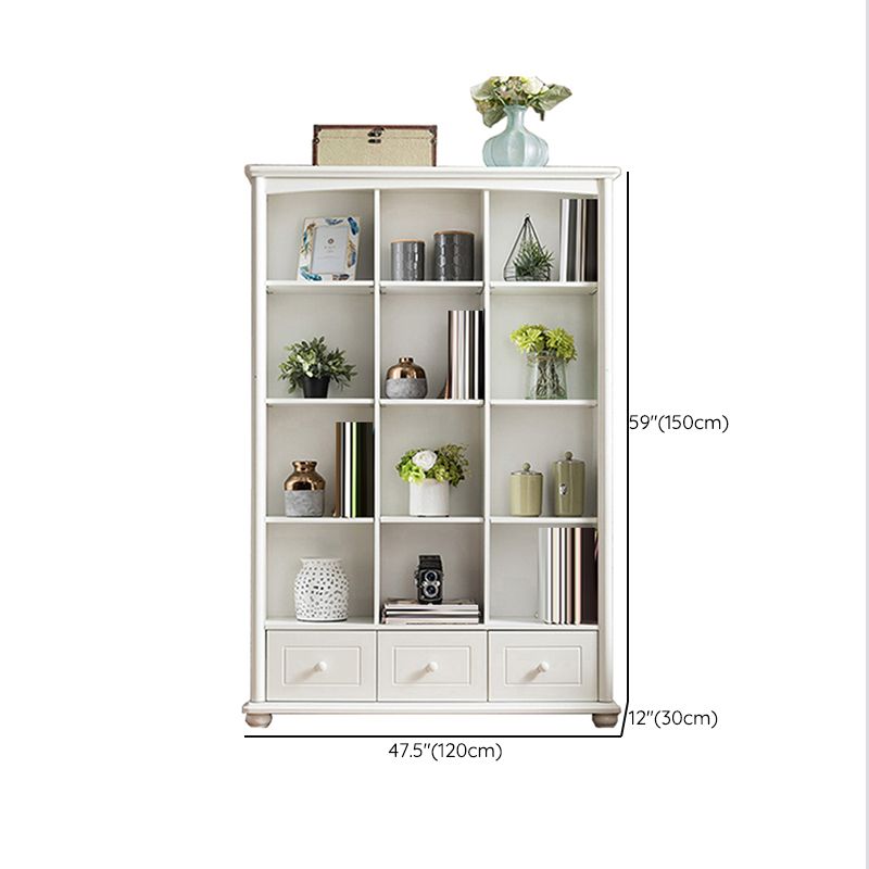 Closed Back Modern Bookcase Standard White Wooden Bookshelf with Shelves