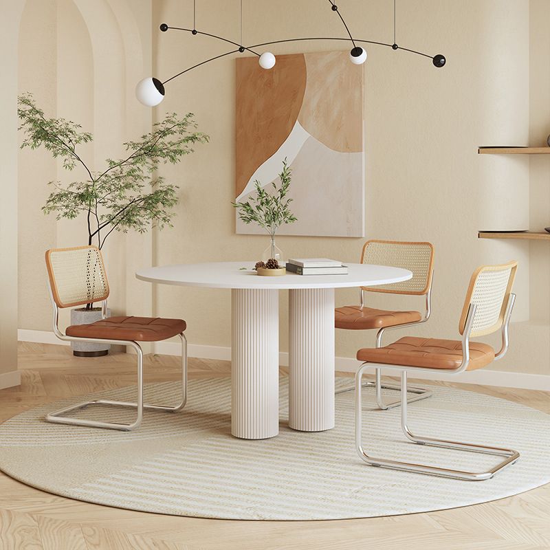 Contemporary Round Dining Table Stone Dinner Table with 3 Legs