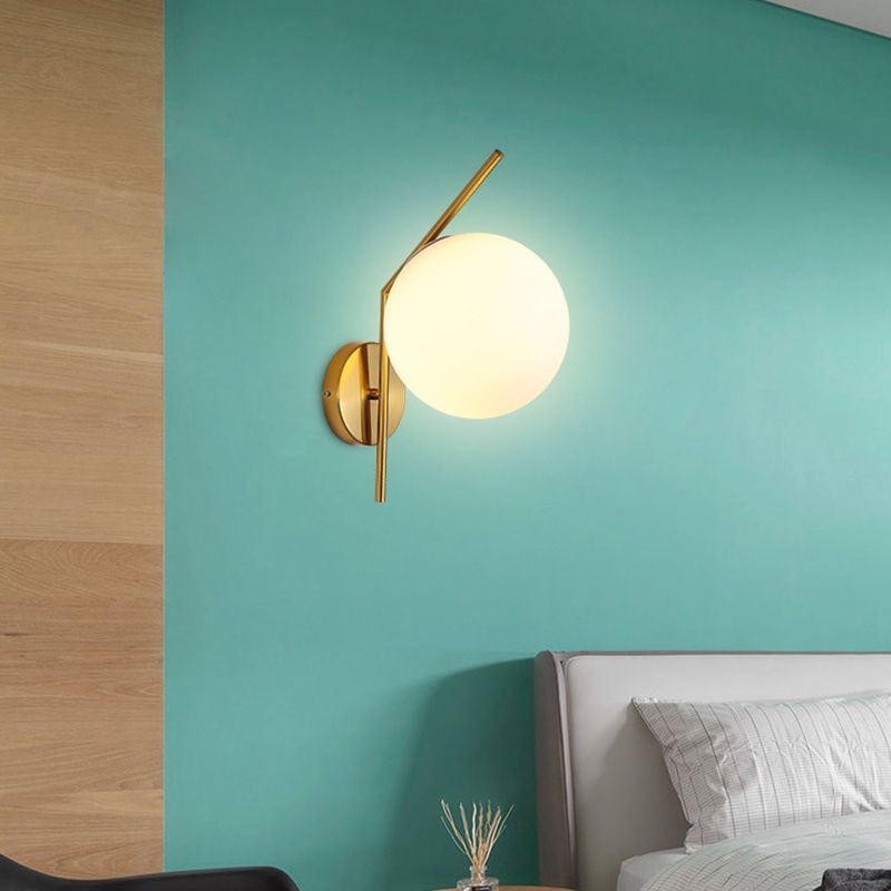 Nordic Postmodern Simple Art Glass Ball 1 Head Milk White Wall Lamp