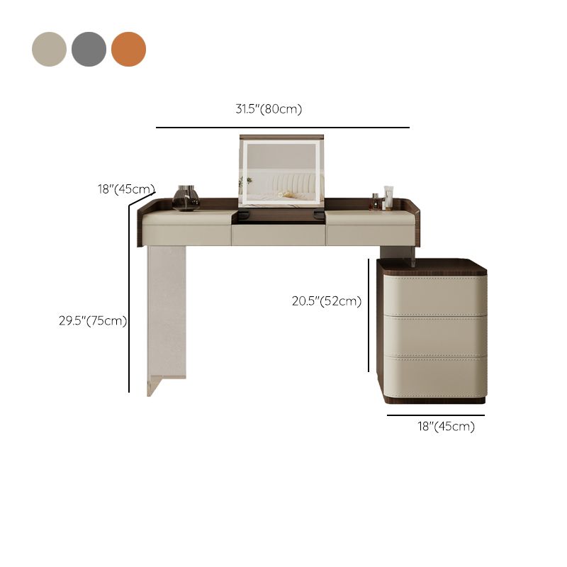 Flip-Top Make-up Vanity Wood Vanity Dressing Table with 5 Storage Drawers