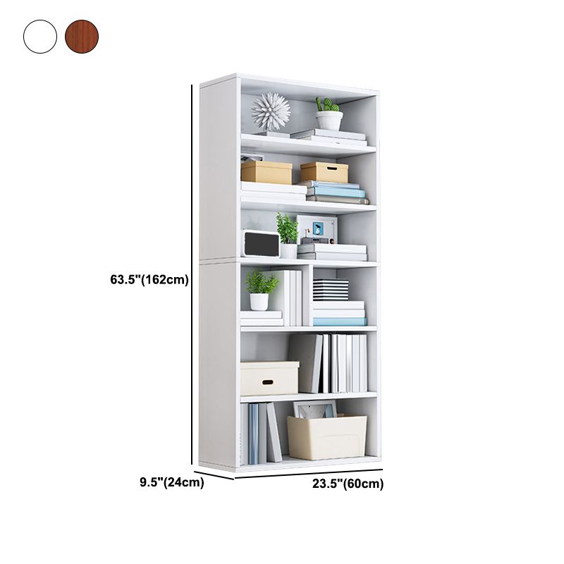 Modern Engineered Wood Bookshelf Standard Vertical Bookcase in Burnish