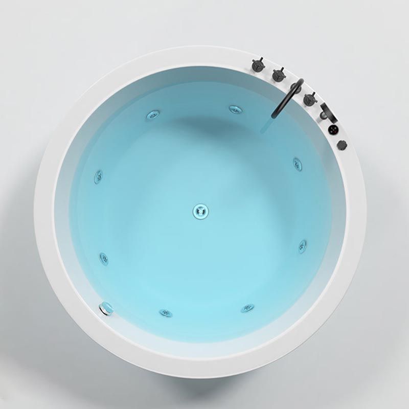Modern Round Drop-in Bath Tub Acrylic Soaking Bathtub in White