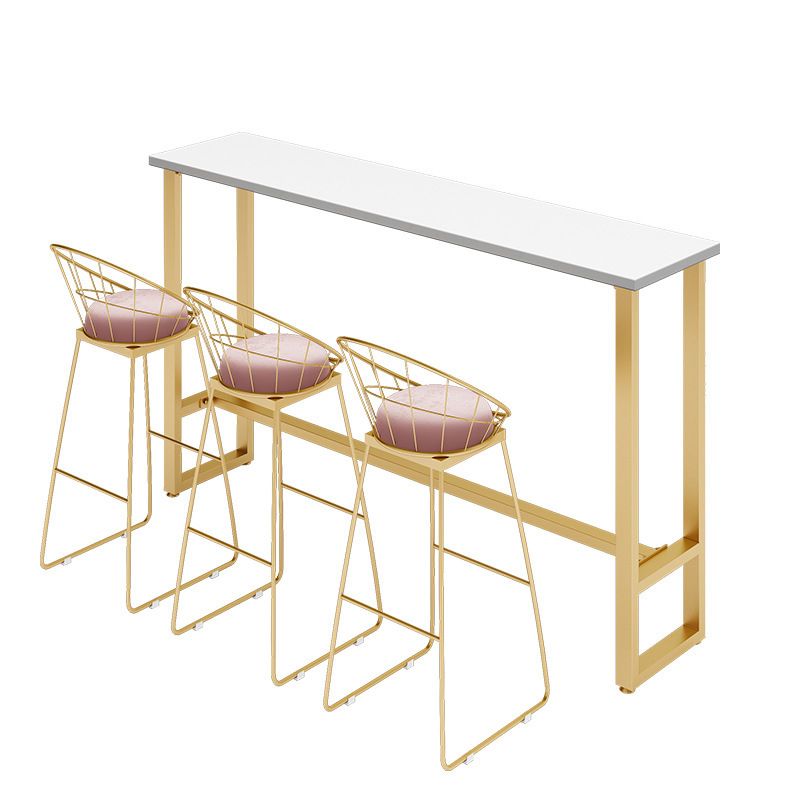 1/4 Pieces Glam Style Bar Table Set Rectangle Bistro Set with White Faux Marble Top