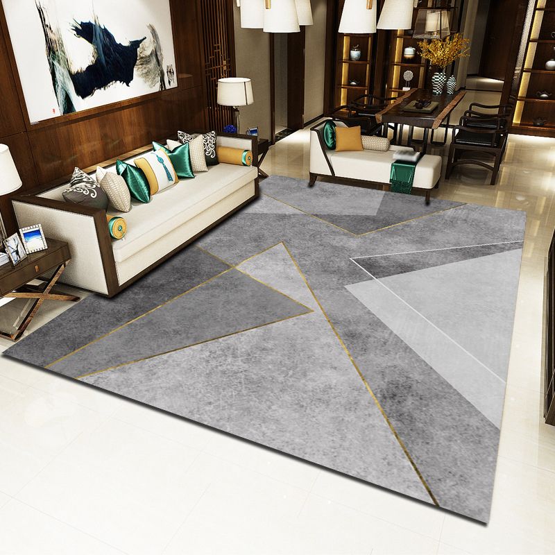 Classic Washable Rug Funky Geometric Carpet Polyster Living Room Area Rug with Non-Slip Backing