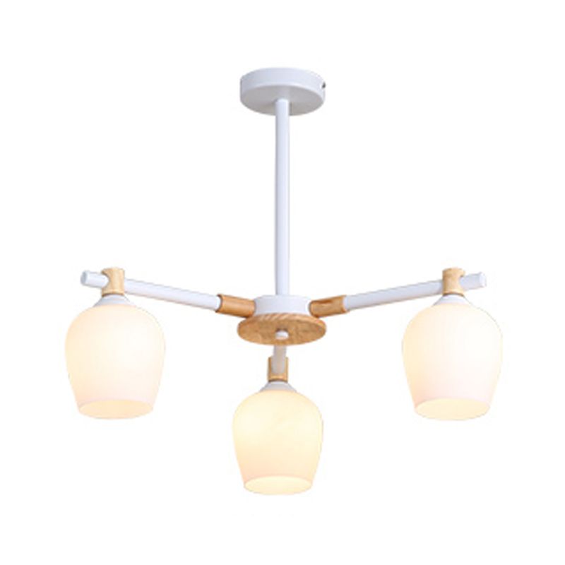 Modern Can Shape Branch Hanging Light Glass Multi Light Chandelier for Bedroom