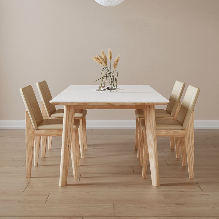 1/3/4/5 Pieces Rectangle Dining Set Sintered Stone Top Dining Table with Wooden Base