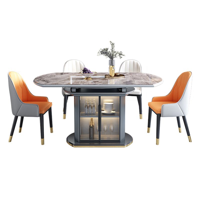 Modern Style Stone Furniture 1/5/7/9/11 Pcs Round Shape Dinette Table with Dining Chair