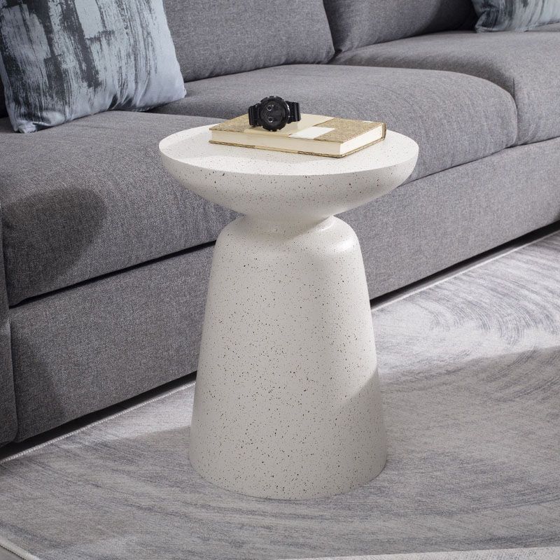 Round White Metal Coffee Table Pedestal 1 Single Cocktail Table