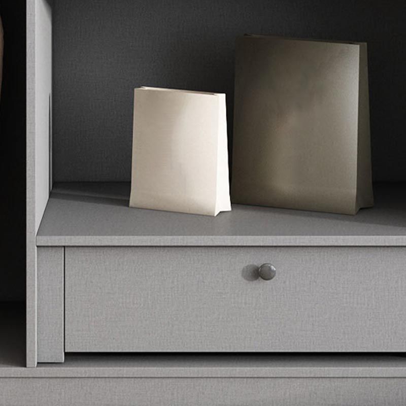 Modern Gray Storage Cabinet with Hinged Doors Faux Wood Cabinet for Bedroom