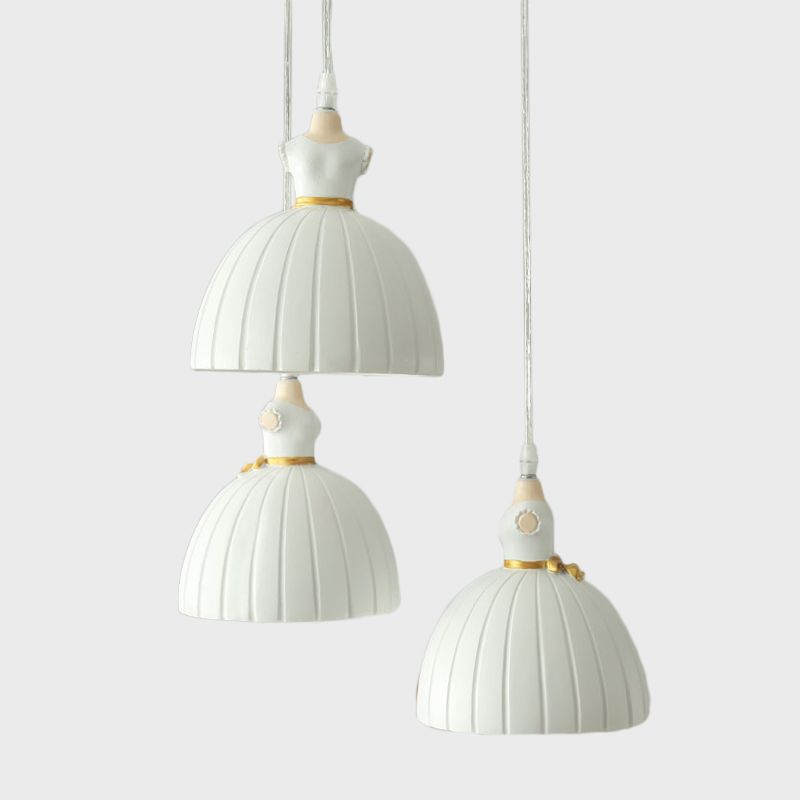 Ballet rok cluster hanglampje licht kinderen hars 3-head meisje's kamer plafond ophanging lamp in het wit