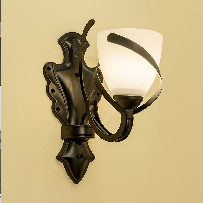 LAMPE MUR NOIR BLANG BLAND DOME 1/2-LIGHT VINTAGE MUR LEUR LEUL AVEC BRAND CURVY POUR LE PORCH