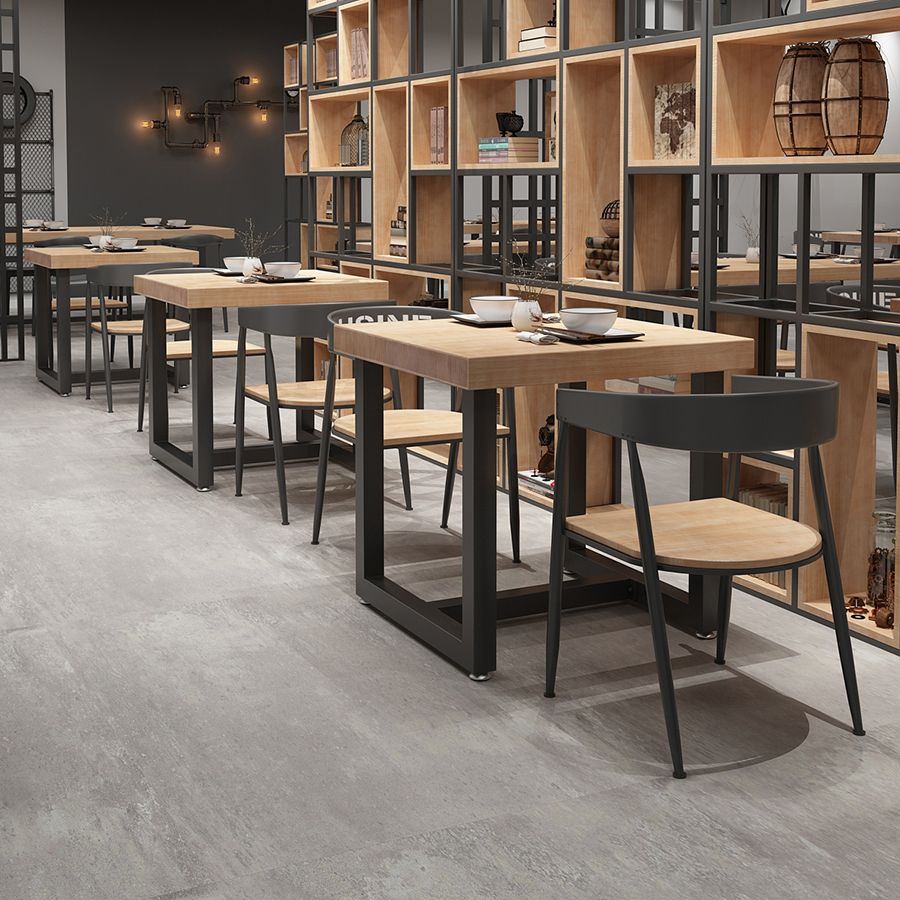 Industrial Style Solid Wood Dining Table Brown Square Table with Trestle Base for Dinning Room