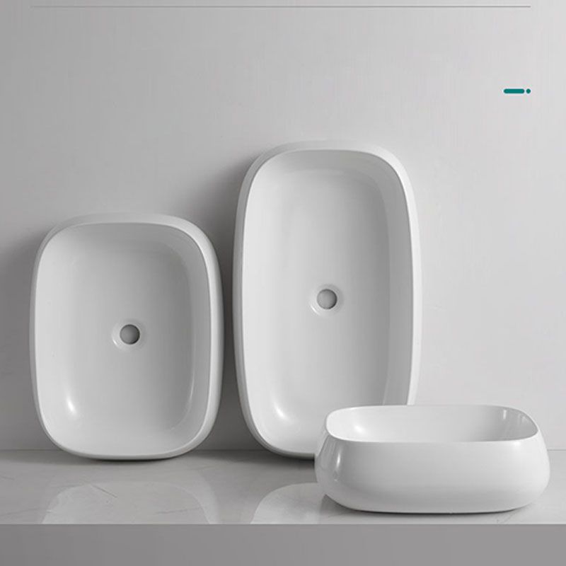 Porcelain Vessel Lavatory Sink Rectangular Shape Bathroom Sink