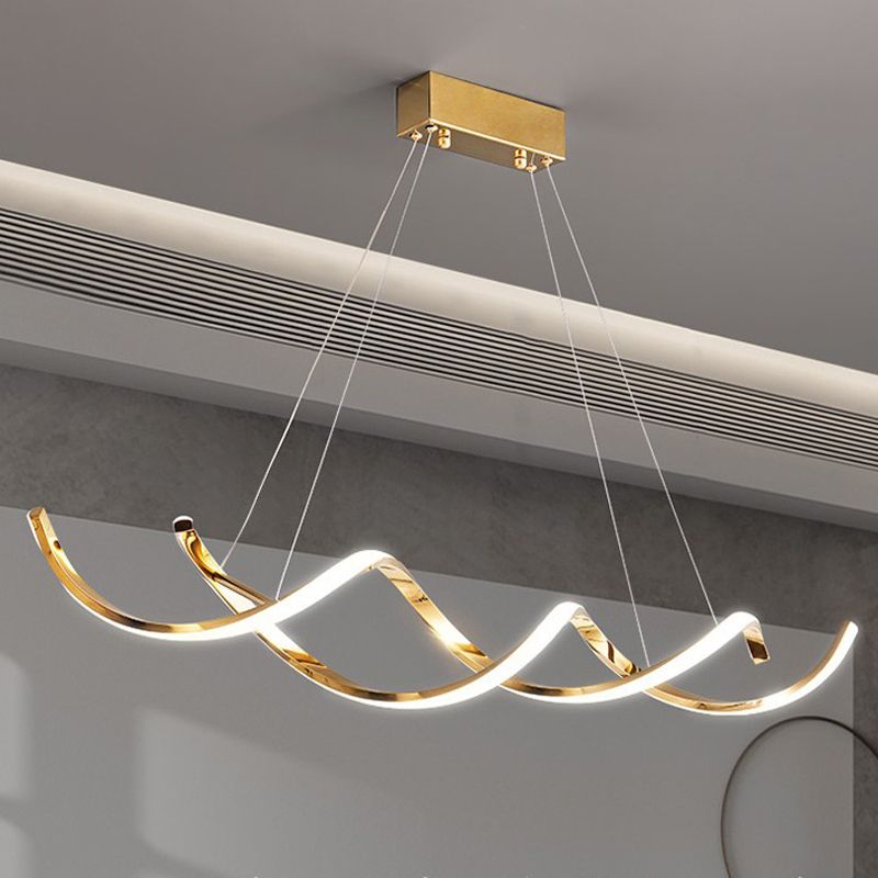 Modern Style Liner Shape Island Pendants 2-Lights Metal Pendant Lights for Living Room