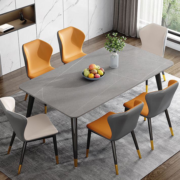 Metal 4 Legs Dining Table Rectangle Stone Top Dining Table for Dining Room