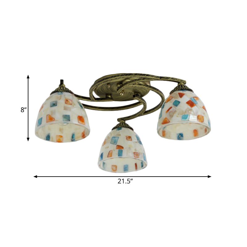 Dome Plafond Opgezette Licht Tiffany Shell 3/9/11 Lichten Witte Semi Flush Mount Verlichting voor Woonkamer