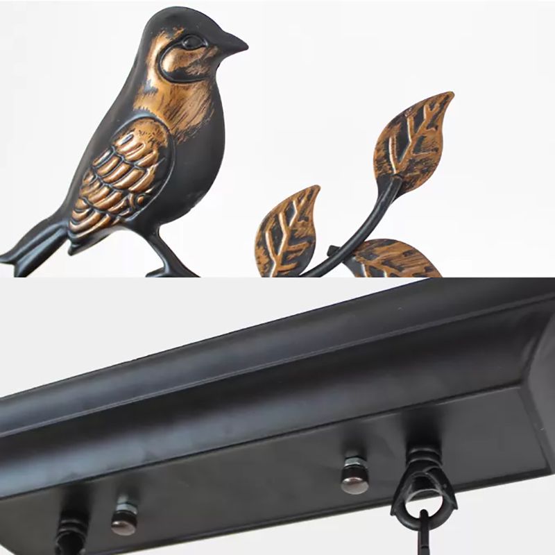 Rustic Lodge Deer Island Lighting with Bird Decoration 3 Lights Stained Glass Pendant Light