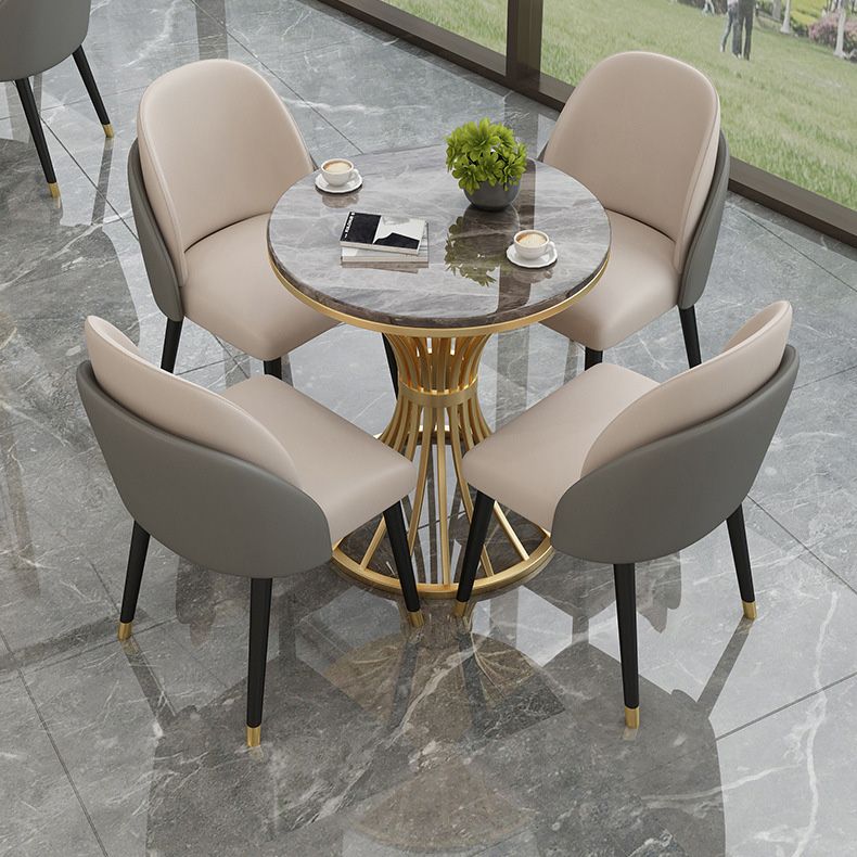 Faux Leather Dining Chair Glam Style Parsons Armless Chair Set