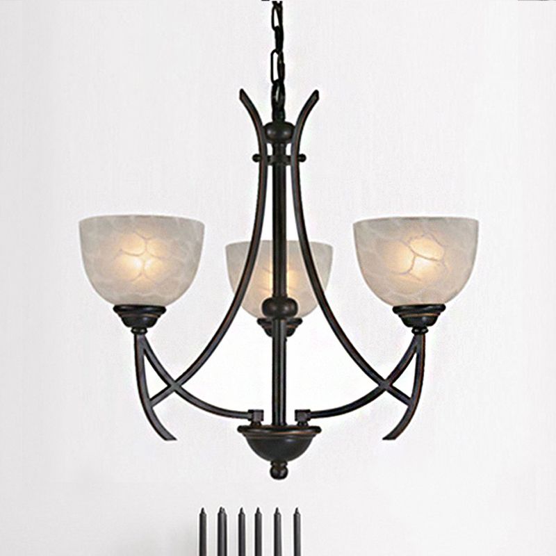 Bowl salon pendentif lustre traditionnel blanc nuage en verre givré en forme de nuage 3 lumières bronze suspendu