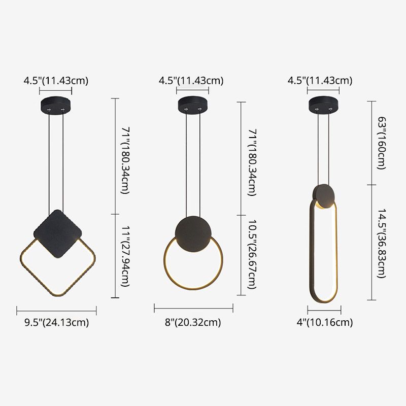 Moderne minimalistische LED -hanglampje Smeedijzeren geometrische hanglamp met acrylschaduw