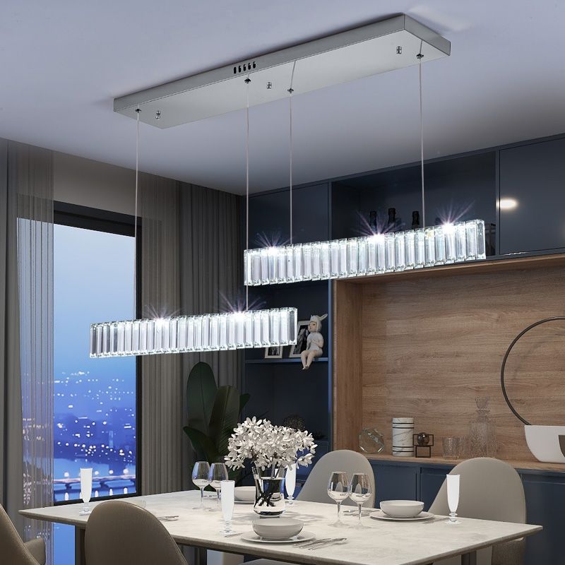 Contemporary Island Light Linear Crystal Island Chandelier Lights for Kitchen