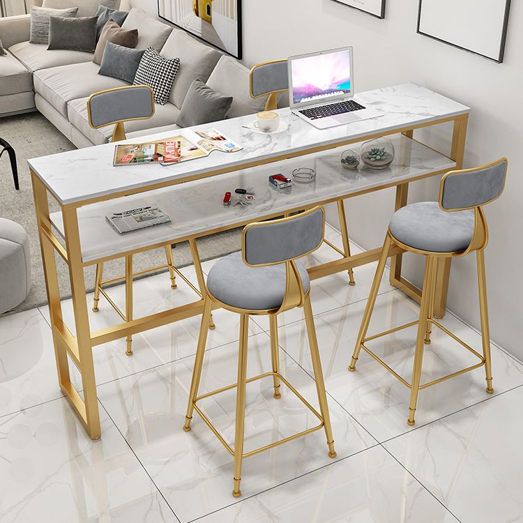Scandinavian Footrest Counter Chair Low Back Round Upholstered Counter-height Stool