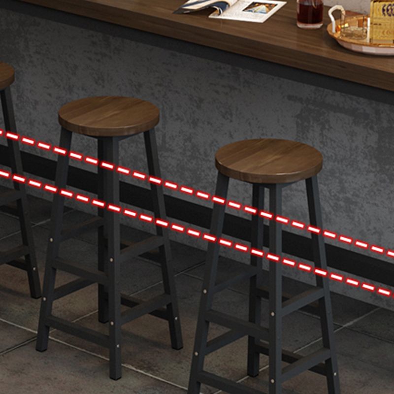 Contemporary Brown Wood Bar Table with Metal Trestle for Home