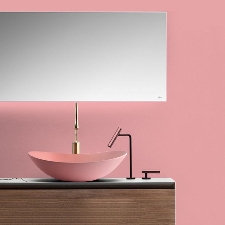 Modern Bathroom Sink Porcelain Oval with Basin and Faucet Vessel Lavatory Sink
