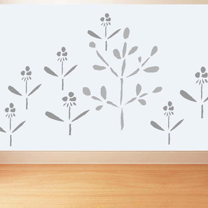 Large Flower Wall Paper Mural Modernist Pretty Plant Wall Covering in Light Color