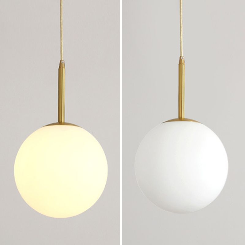 Spherical Dinning Room Pendant Ceiling Light Glass Nordic Pendant Light Kit in White
