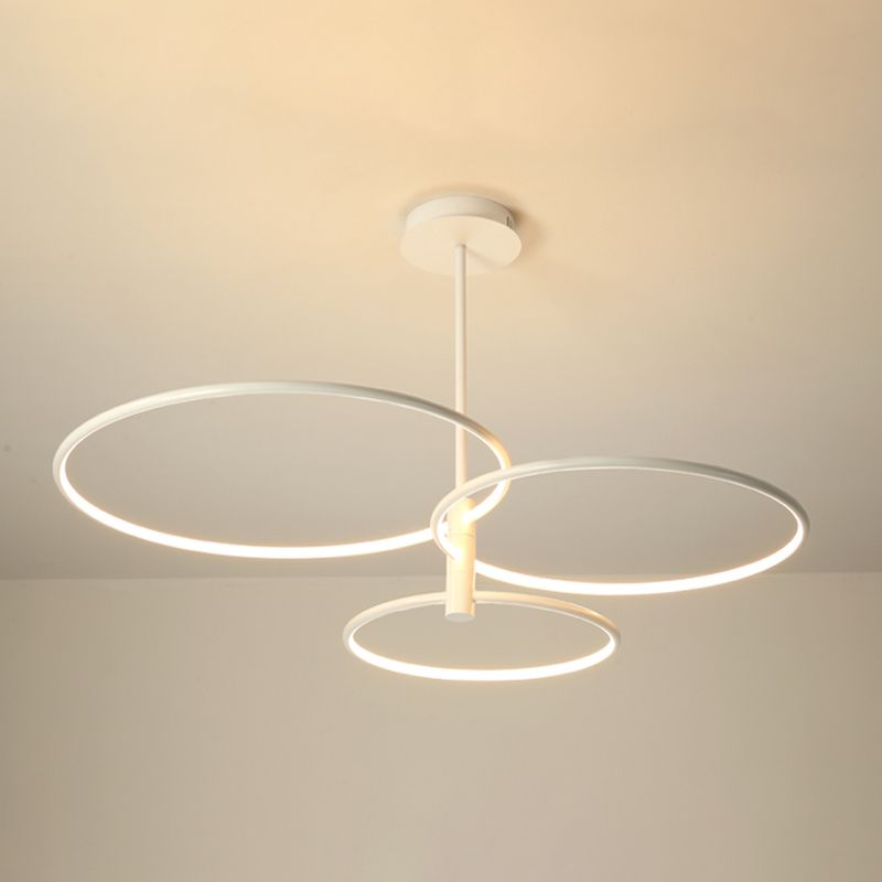 Modern Round Chandelier Light Fixtures 3-Tier Hanging Pendant Lamps with Silica Gel Shade