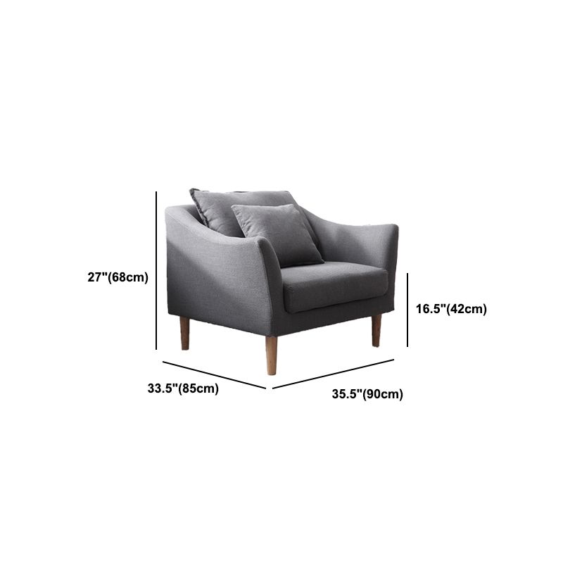 Modern Fabric Stationary Sofa 1/3-seat Flared Arm Sofa in Grey