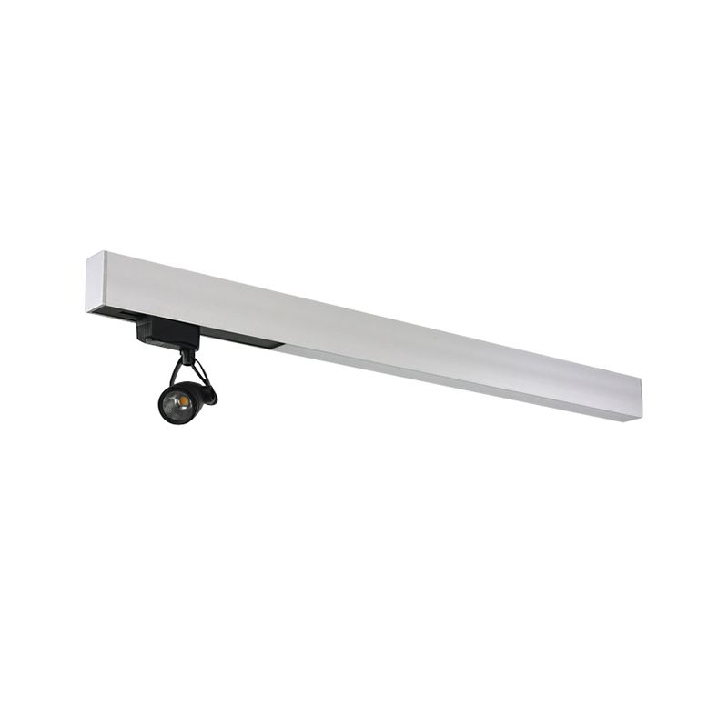 Luz de colgante rectangular blanco de metal minimalista 1 iluminación de mancha de oficina con articulación giratoria