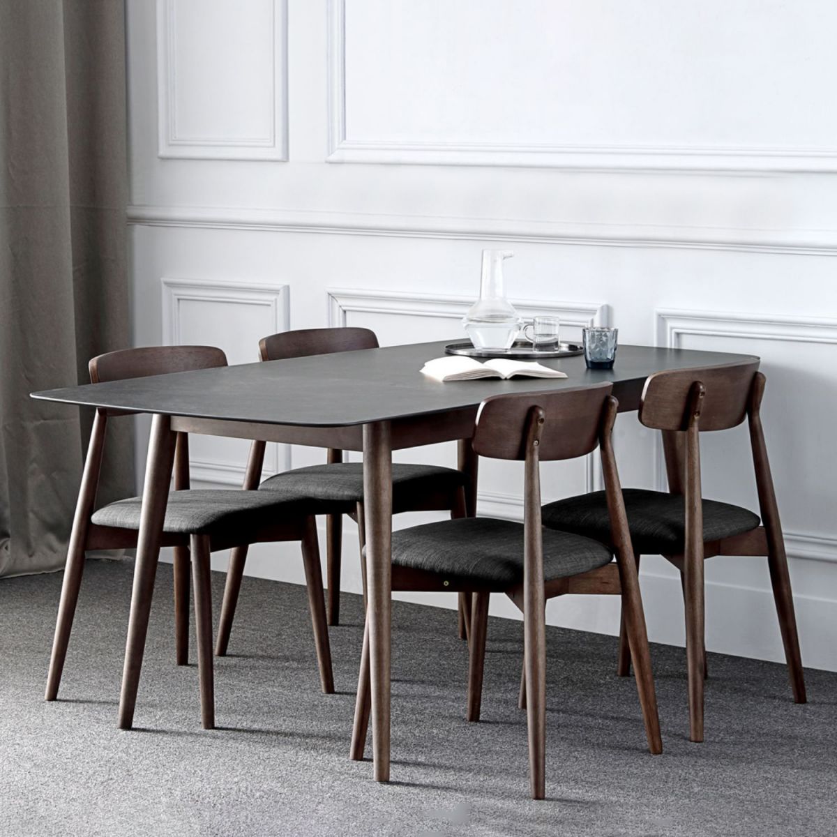 Stile contemporaneo Home Sinterizzato Sinterizzato Tavolo da pranzo Tavolo a forma di rettangolo con 4 gambe Base