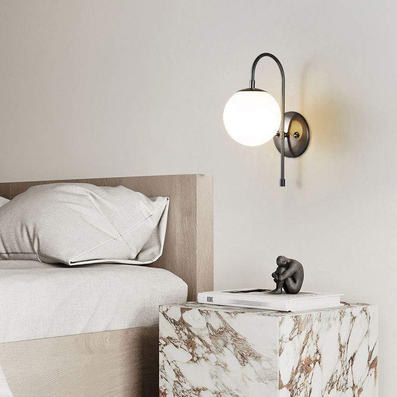 Modern 1 Light Wall Lamp Glass Wall Vanity Lights for Powder Room