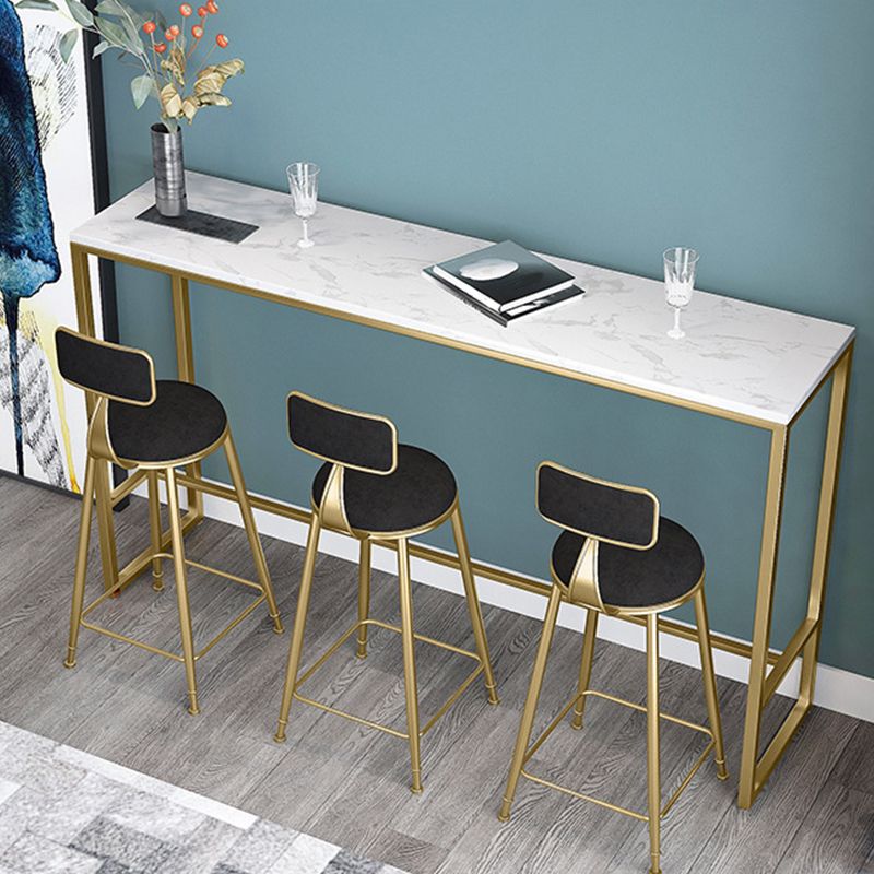 Glam Armless Backrest Counter Stool Iron Bar Stool with Cushion and Pedal for Balcony