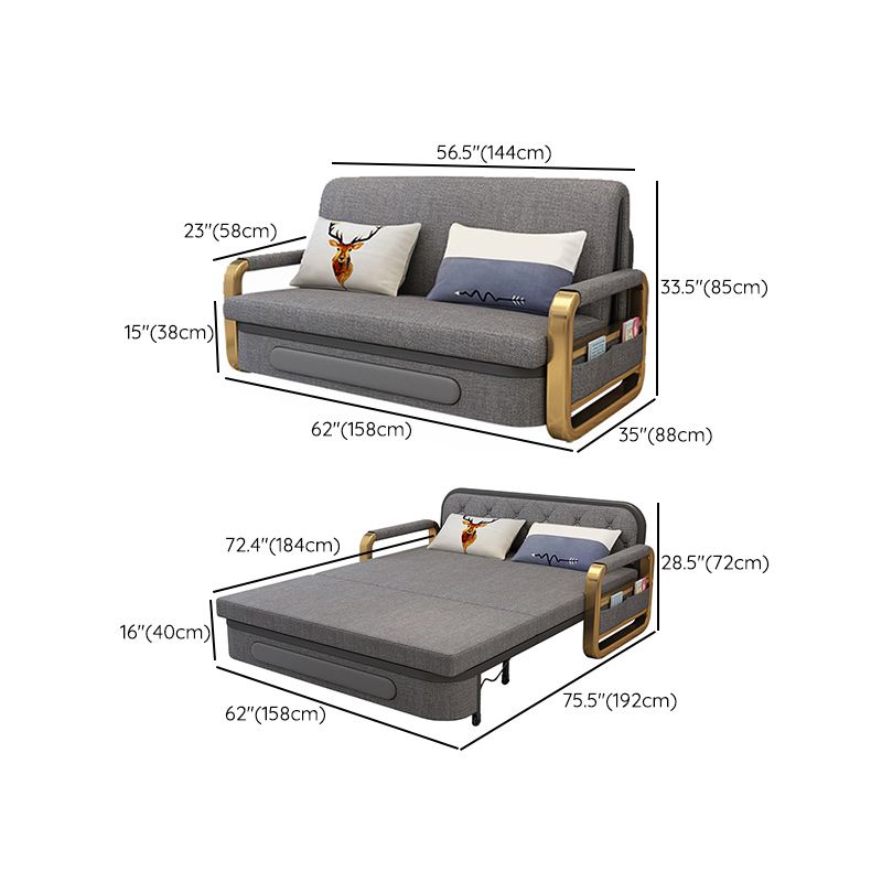 33.46"H Modern Cotton Blend Square Arm Sofa Bed for Living Room