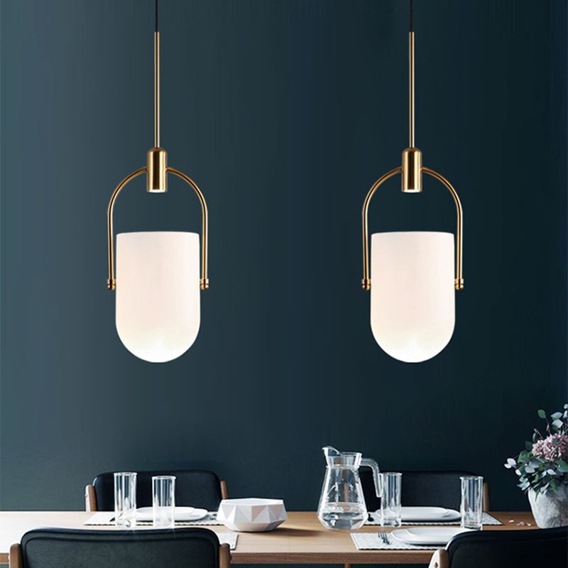 Golden moderne stijl glas hangend licht met enkele lamp mini slaapkamer verlichtingsarmatuur